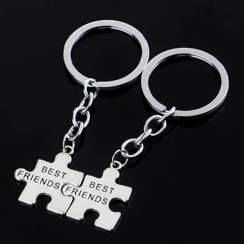 2PC/Set Fashion Best Friend Keychain BFF Couples Gifts Puzzle Charms