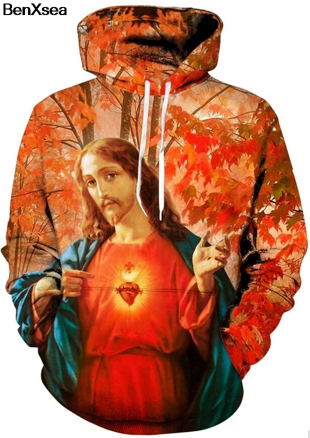 

Jesus Red Heart HOODIE Hip Hop Hooded Sweatshirt