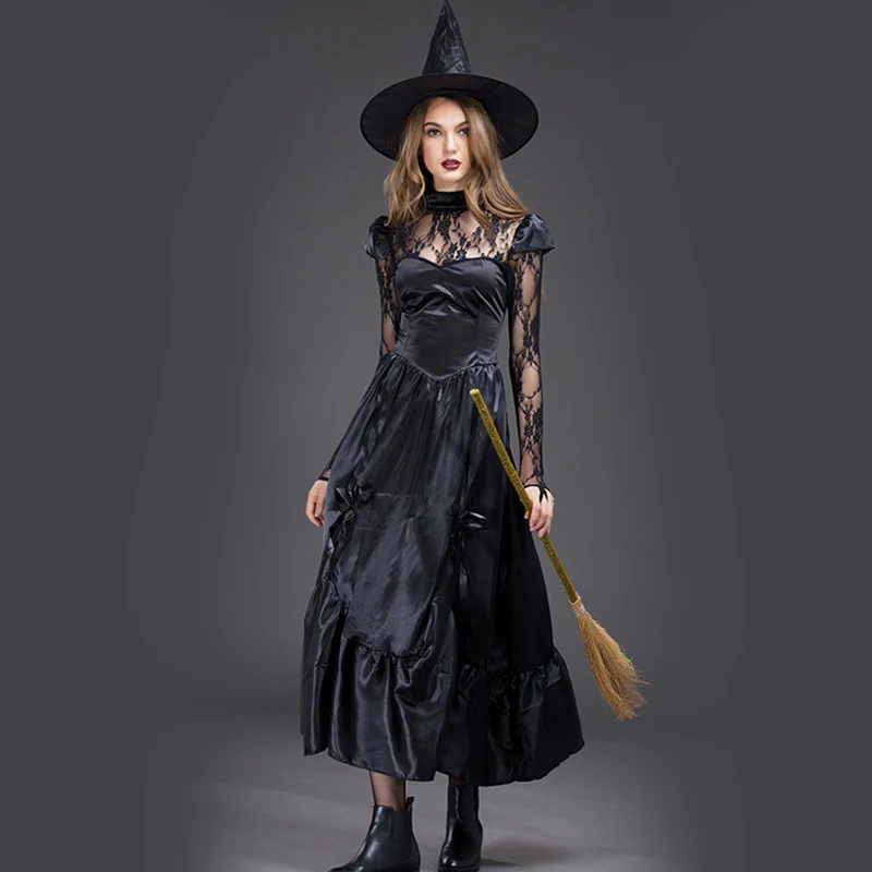 black lace witch dress