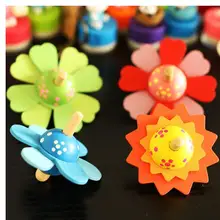 Новые детские игрушки деревянные цветные супер милые деревянные окрашенные цветы спиннинговые Топы
