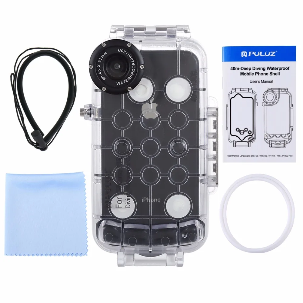 PULUZ 40 м/130 футов Водонепроницаемый чехол для iPhone 7 8 7P 8P XR XS MAX Huawei P20 Pro Galaxy S9 s9 +