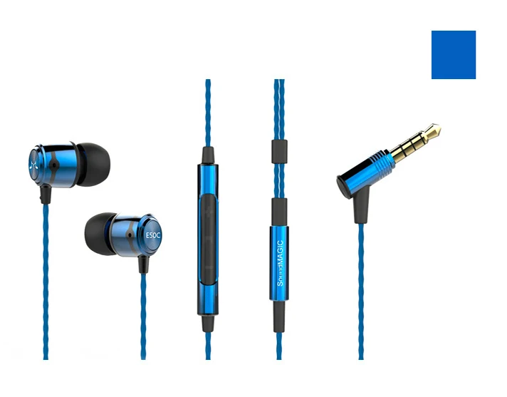 Новинка Soundmagic e50c бас стерео в ухо наушники hifi шумоизоляция в ухо наушники с микрофоном - Цвет: Синий