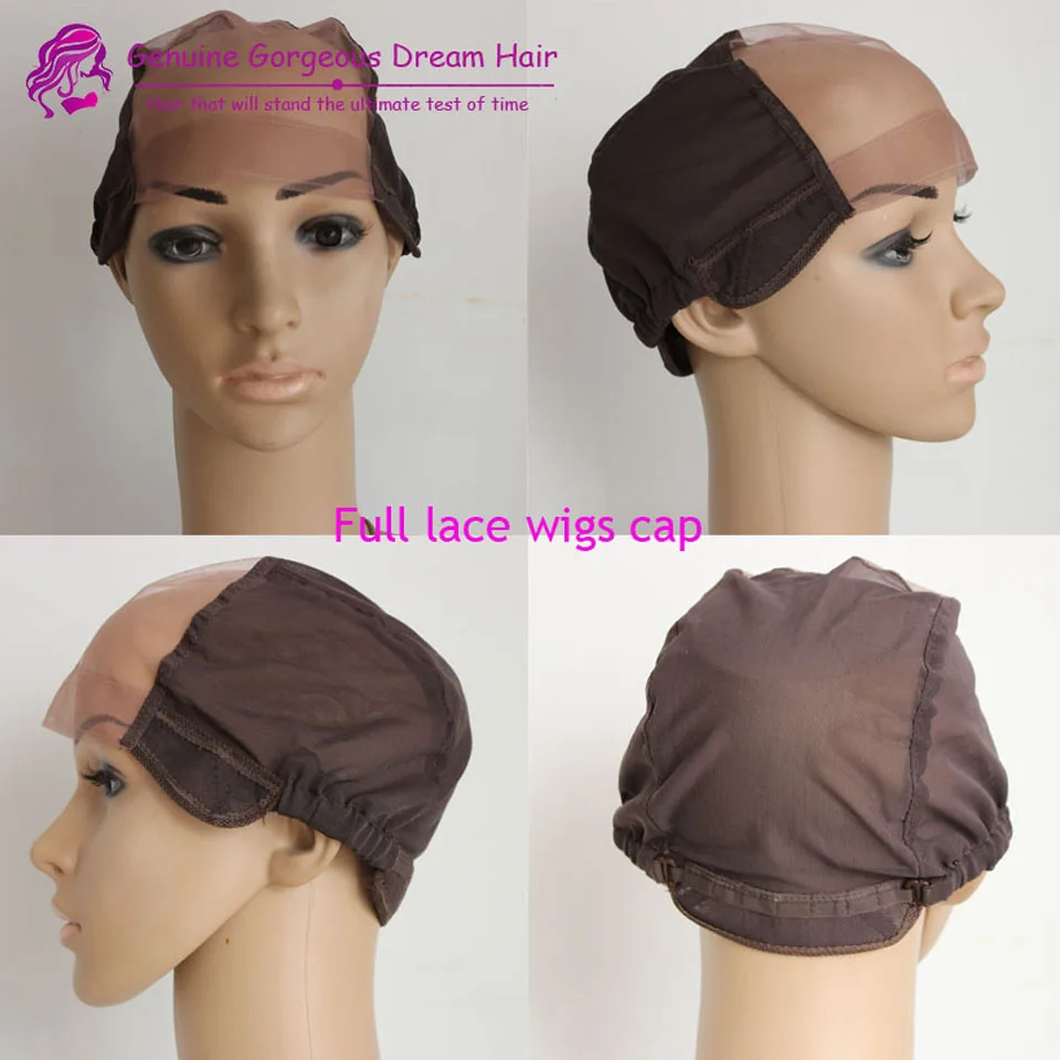 Buy Adjustable Straps Back Brown Glueless Full Lace Wig Caps Wholesale Price On