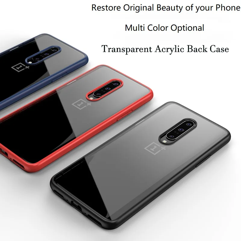 Чехол для Oneplus 7 Pro мягкая силиконовая рамка + прозрачная акриловая жесткая задняя