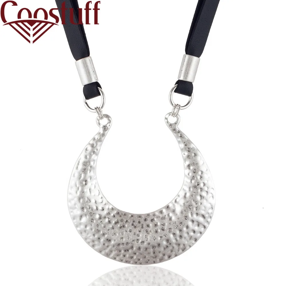 

Jewelry Women Black Leather Chokers Necklace with Silver Pendant necklaces & pendants collares mujer colar choker 2018 New