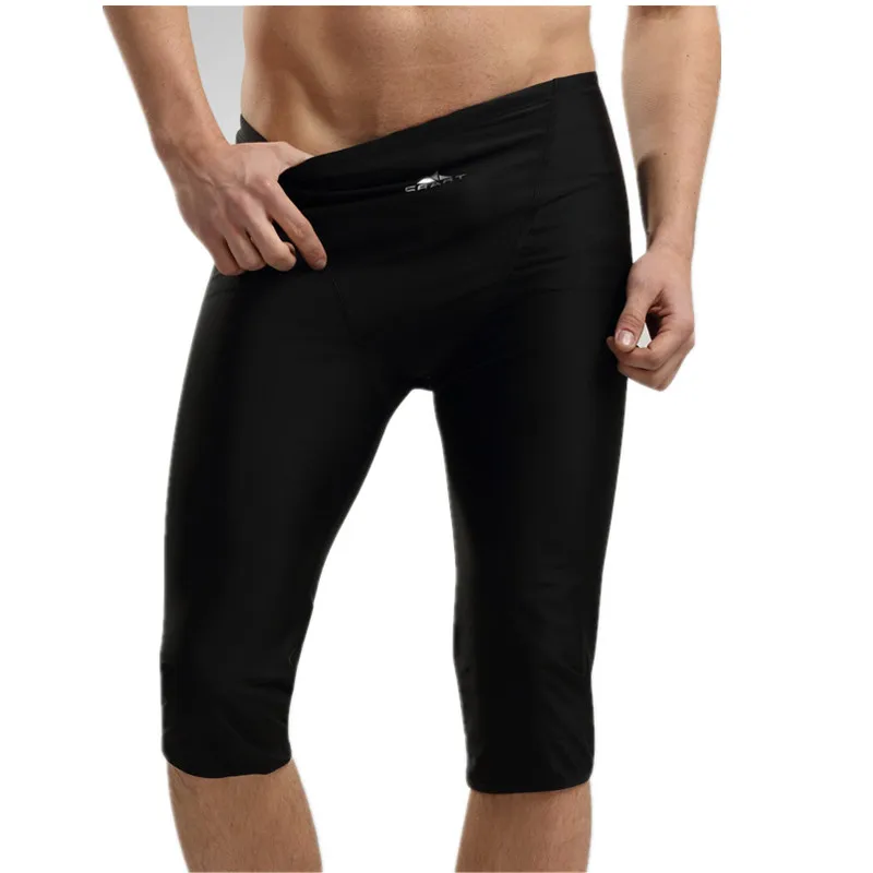 Sbart the Shark Skin Spa Solid Black Swimming Trunks Seventh of Straight Angle High Quality