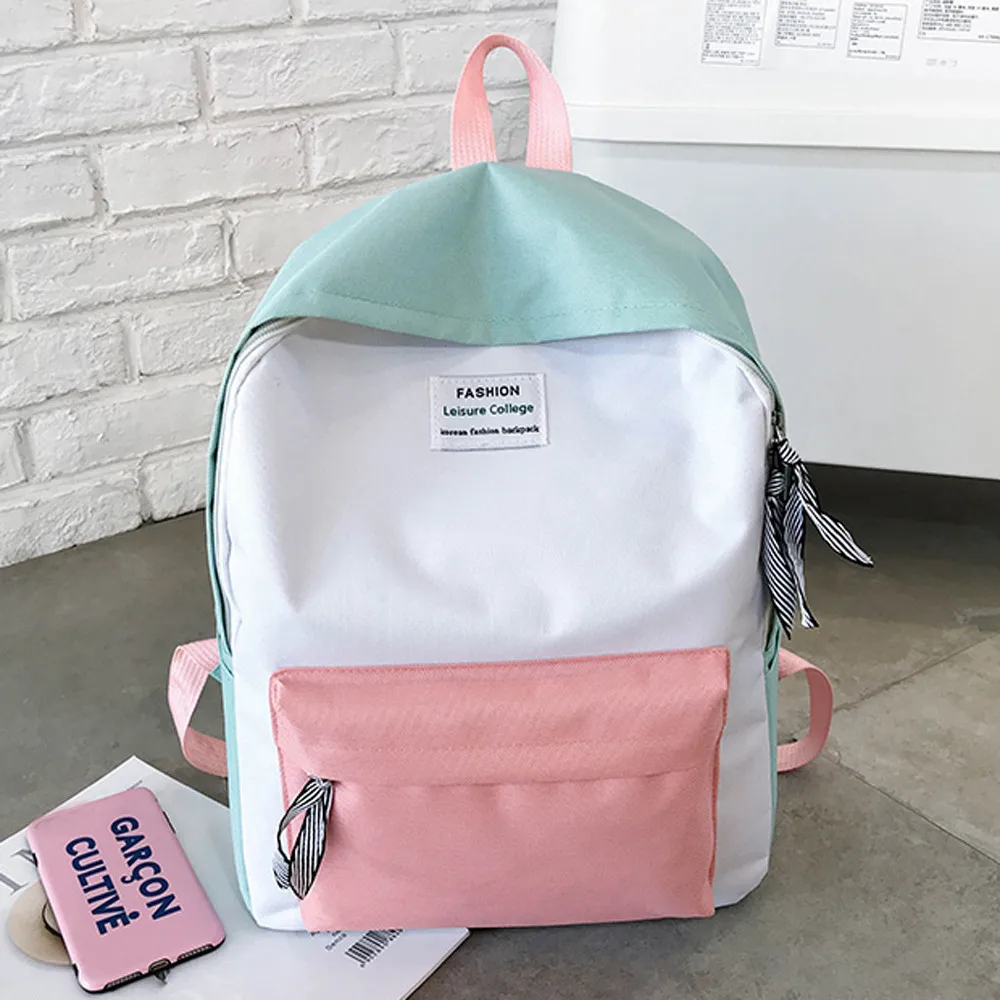 

2019 New Instyle Laides' Bags Couple Schoolbag Travel Hiking Bag Color Block Backpack Collection Luminous Bag Damenmode Tasche