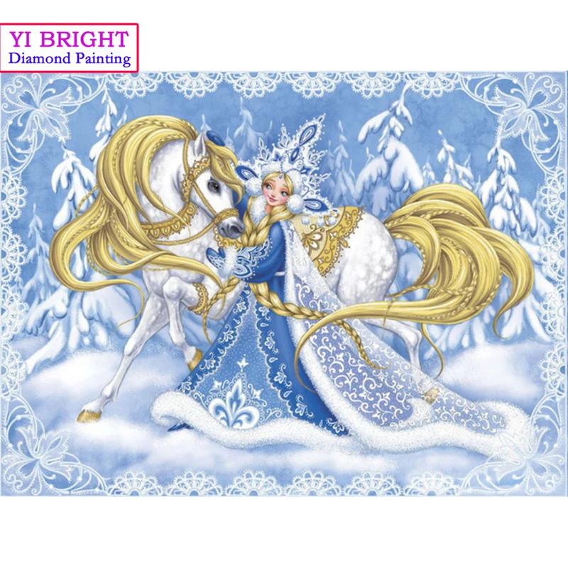 

5D DIY Diamond Painting Cross Stitch Princess Horse Full Round Diamond Embroidery Painting Needlework Rhinestone Mosaic Crafts