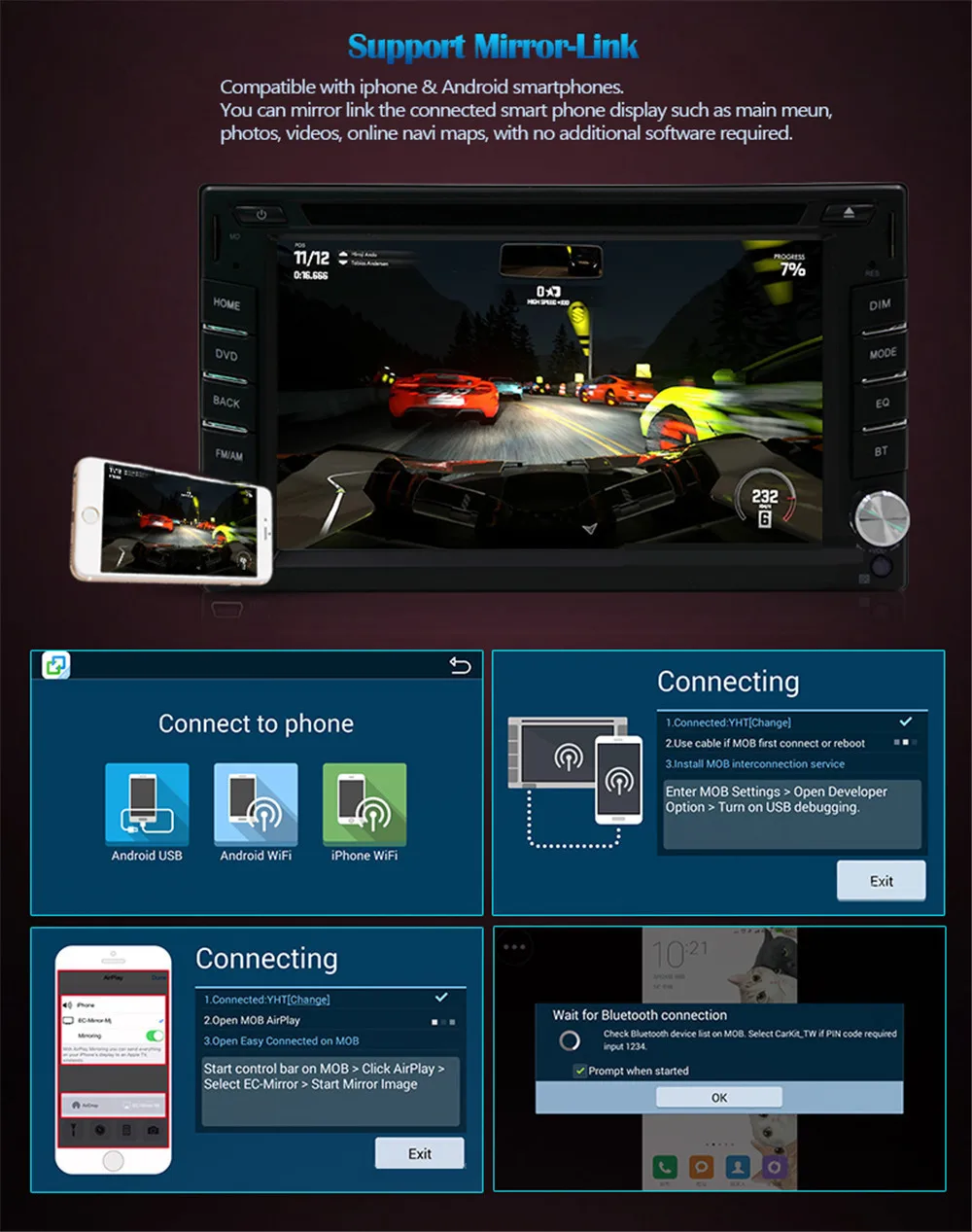 Best 2 Din Android 9.1 Car DVD Player Universal 2+16G Quad Core Car Radio GPS Navigation Audio Stereo Wifi Touch Screen SWC Head Unit 2