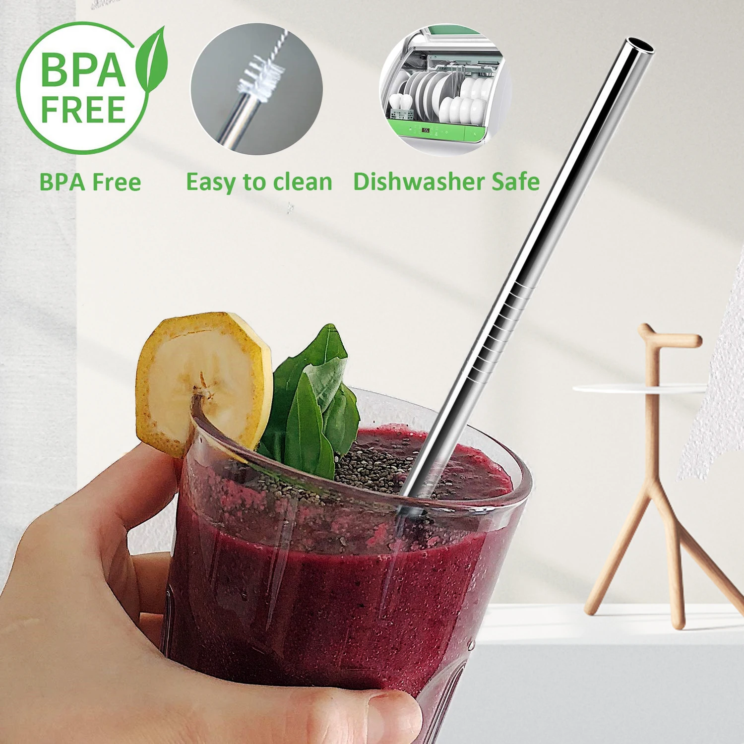 Stainless Steel Metal Straws Reusable Drinking Straws with Food Grade Silicone Straw Tips for 20/30 Oz Yeti Tumblers