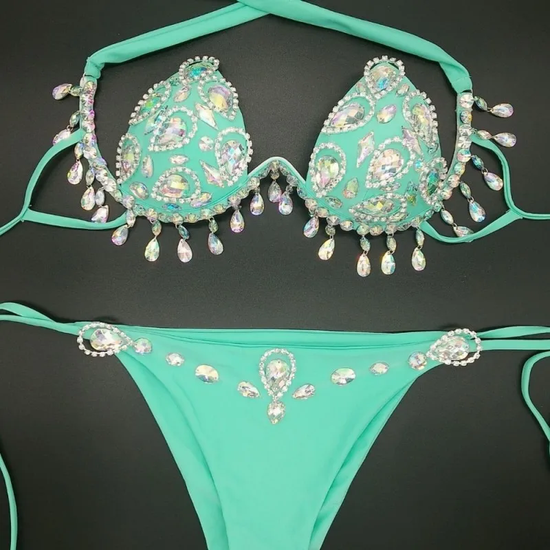 Новый сексуальный женский комплект бикини Стразы с кисточками