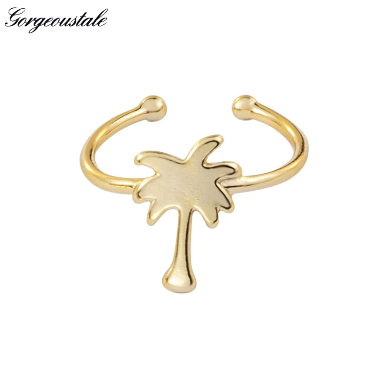 

Adjustable Anillos Silver Palm Tree Rings For Women Friendship Gift Stackable Tropical Party Jewelry Bague Femme 2019