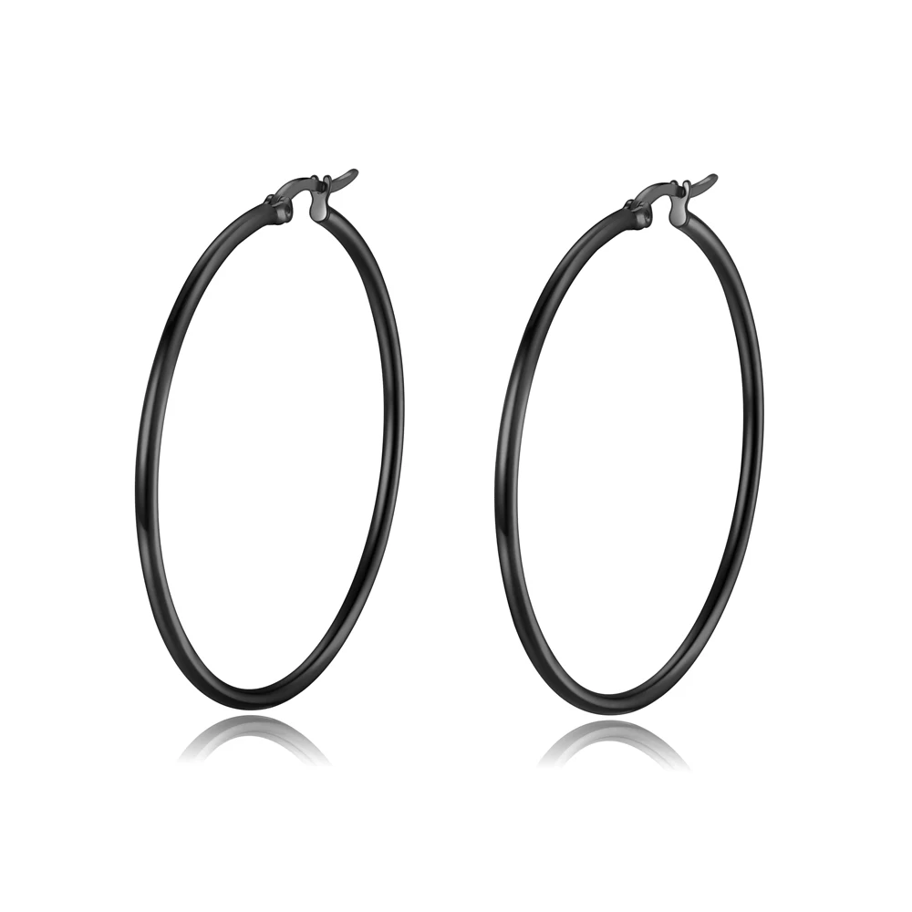 Wholesale Stainless Steel Gold Black Color Hoop Earrings Women Fashion Party Jewelry Diameter