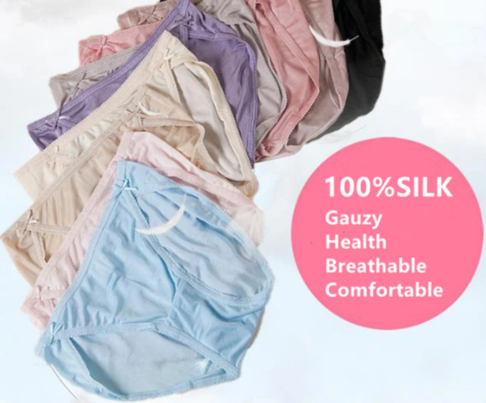 

Women silk panties 100% Natural silk Briefs Mid-rise underwear women Healthy lingerie 2018 New
