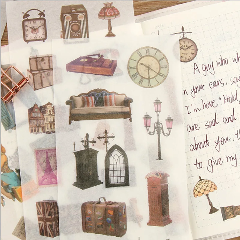 

6 pcs/pack Vintage furniture student Stickers Set Decorative Stationery Stickers Scrapbooking DIY Diary Album Stick Label