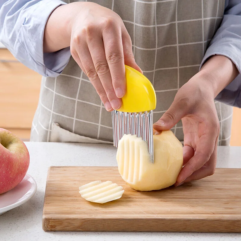 

Stainless Steel Potato Wavy Edged Cutter Knife French Fries Vegetable Cutter Gadget Vegetable Fruit Potato Peeler