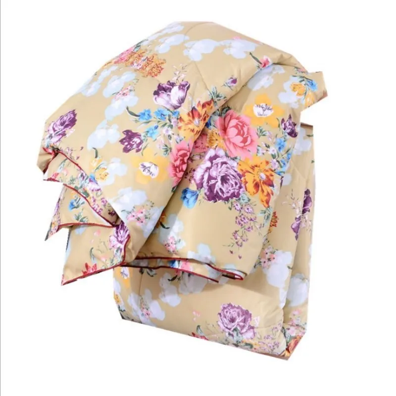 3D Flower Print Mulberry Silk Blanket Spring Autumn Warm Soft Patchwork Quilt Twin Full Queen King Floral Comforter Quilts bed comforter silk quilt