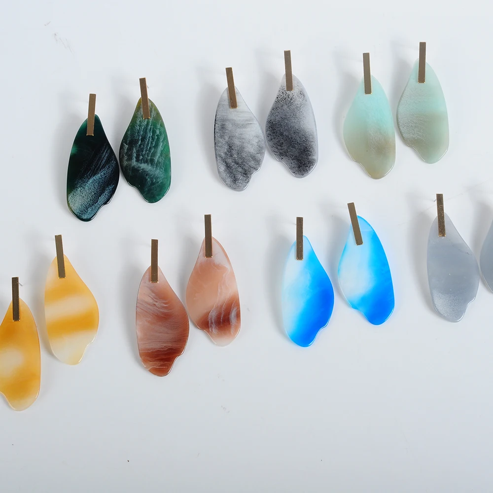 Irregular design Acrylic Drop Earring For Women Fashion Multicolor Statement Marble Effect Earring Acetate Jewelry