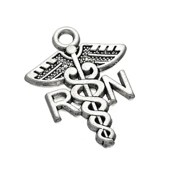 

10pcs Charms Rn Medical Sign 16x21mm Antique Silver Color Pendant Rn Medical Sign Charms For Jewelry Making Jewelry Findings