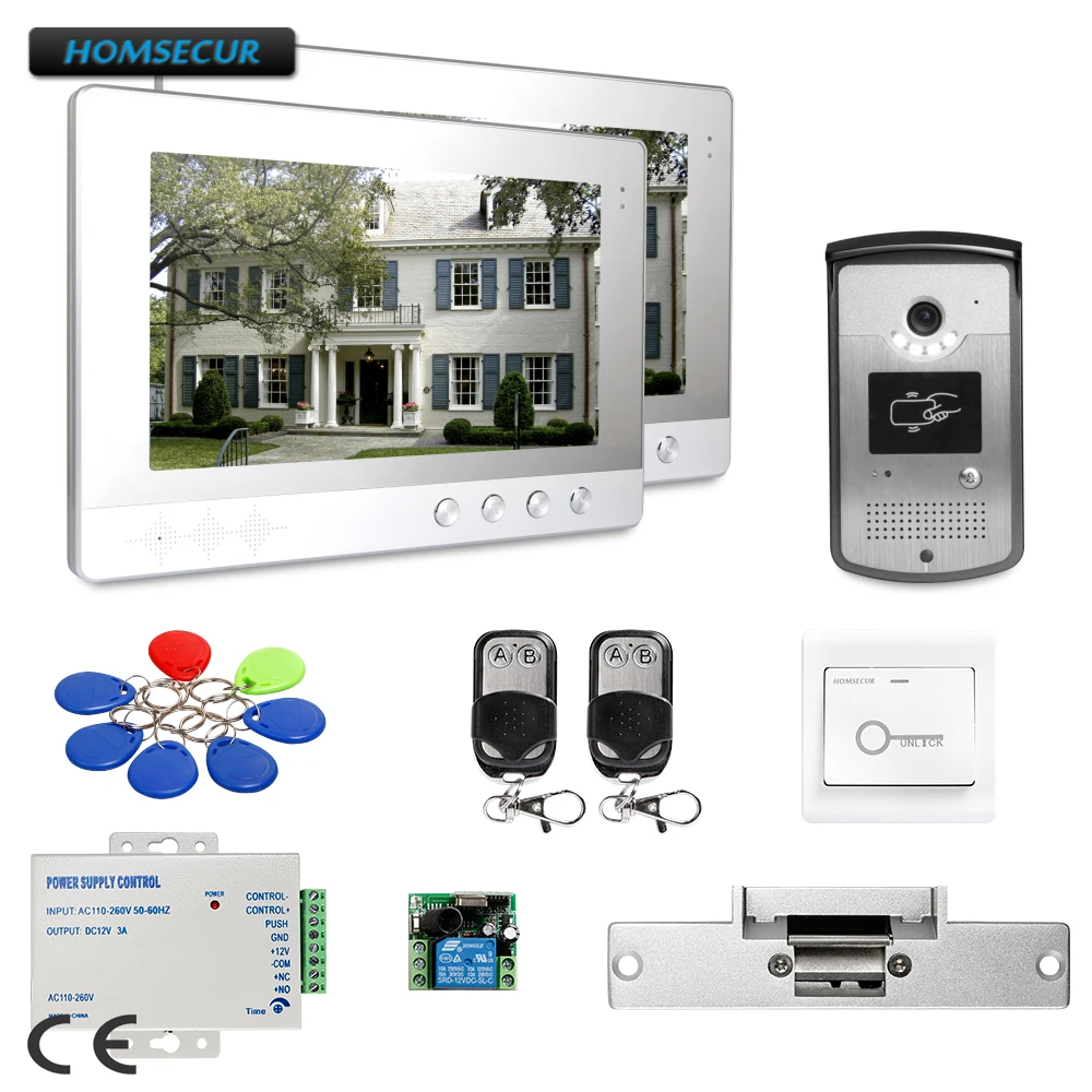 

HOMSECUR 10.1inch Wired Video Door Phone Intercom System with Keyfobs Unlocking Camera : XC001+XM101-S