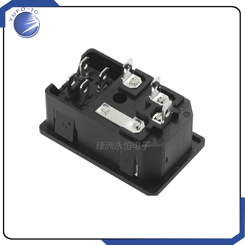 2Pcs AC-01 New Black Red AC 250V 10A 3 Terminal Power Socket With Fuse Holder 5*20MM 4PIN