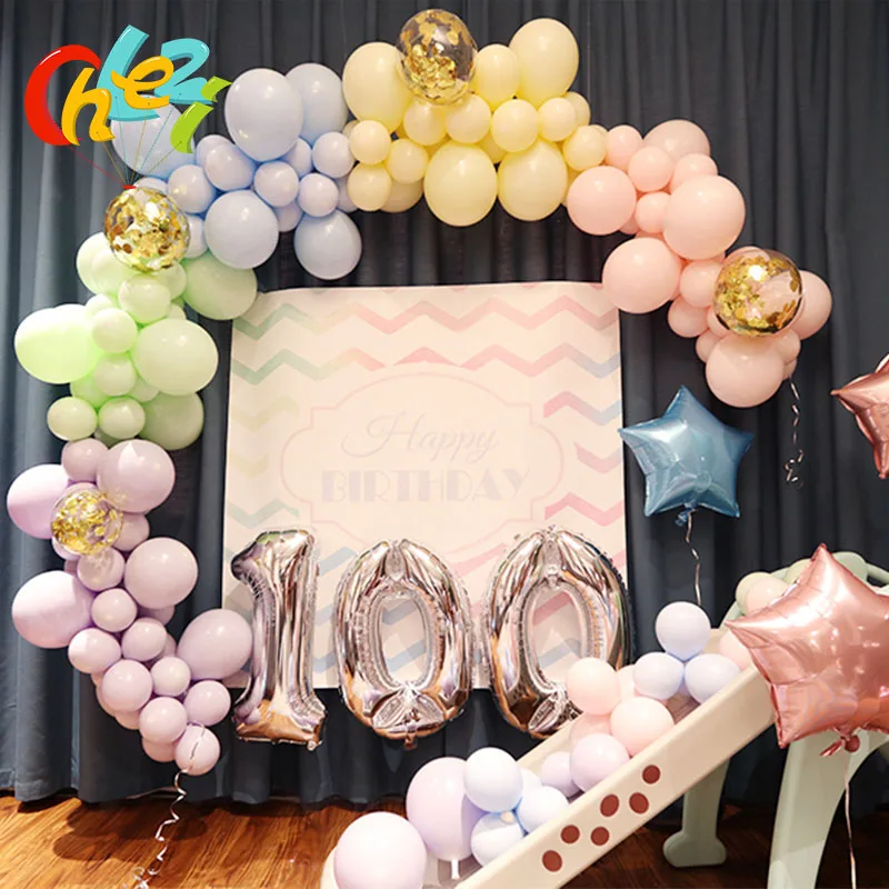 

DIY Party decoration Latex balloon Wedding Birthday Balloons Macaron Chrome metal Confetti Marbling Air balloons Arch chain ball