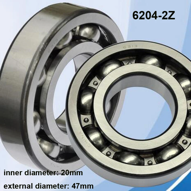 HIgh Quality 2Pcs/Lot 6204 2Z Steel Material Metal Double Shielded Ball