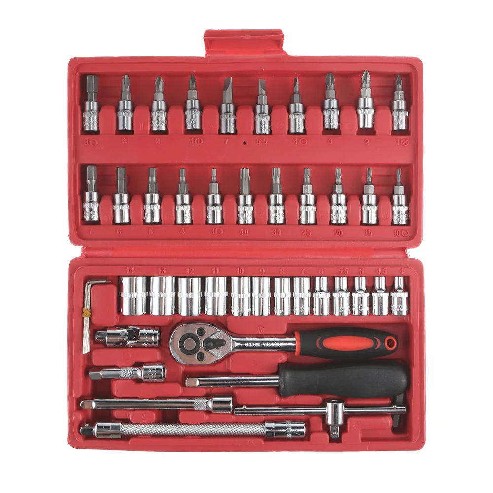 

46 In 1 Carbon Steel Repair Tool Ratchet Spanner Screwdriver Socket Set Portable Stable Durable Hand Tool Sets For Car Repair