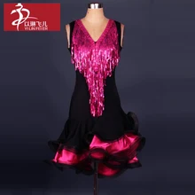 Sleeveless Sequins latin dance dress girls/ ladies latin competition dresses latin ballroom tango dancing costumes
