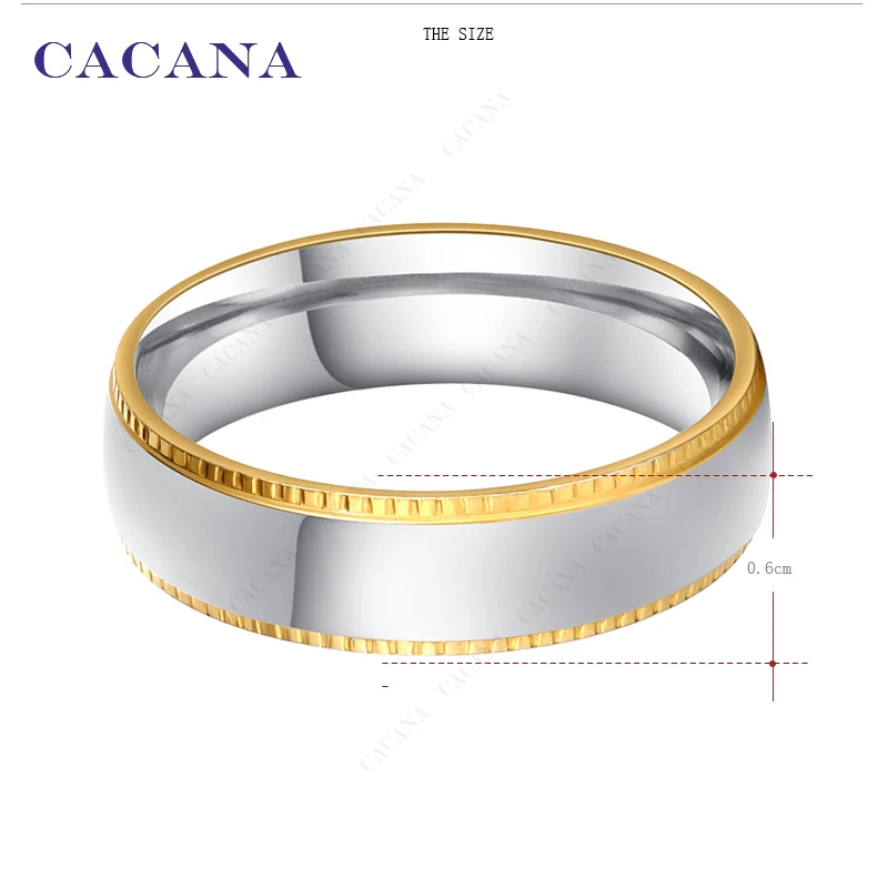 CACANA Stainless Steel Rings For Women Clear Smooth Personalized Fashion Jewelry Wholesale NO.R10