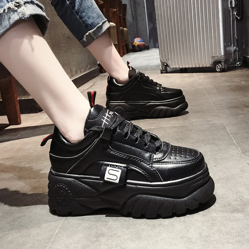

new spring 2019 net red women's shoes Harajuku platform shoes thick bottom leisure high ins Vulcanize sneakers Yasilaiya