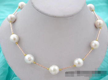 

shipping Rare 17.5" 15mm round white Edison reborn pearl necklace