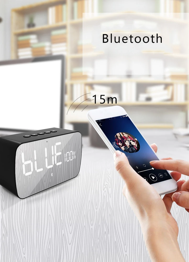 Bluetooth Радио цифровые электронные часы с будильником часы настольные показывают уровень температуры зеркало Светодиодная панель температурного контроля настольные часы с режимом включения по таймеру