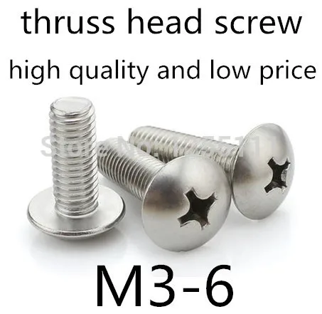 

1000pcs/lot High Quality Stainless Steel A2 M3*6 Phillips Truss Head Machine Screw