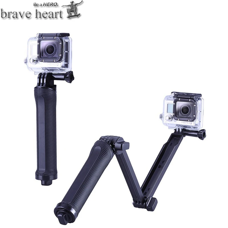 Аксессуары brave heart Go Pro, 3-полосный монопод, штатив для Gopro hero 5 hero 5 4 3 3+ 2 sjcam SJ4000 xiaomi yi 4k 2, Экшн-камера