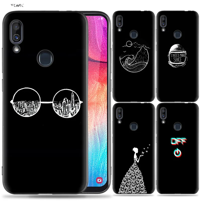 

Silicone Case for Samsung Galaxy A30 A50 A10 A20 A60 A40 M10 M20 M30 A6 A8 J4 J6 J8 Plus A7 A9 2018 Black and white Art Aestheti