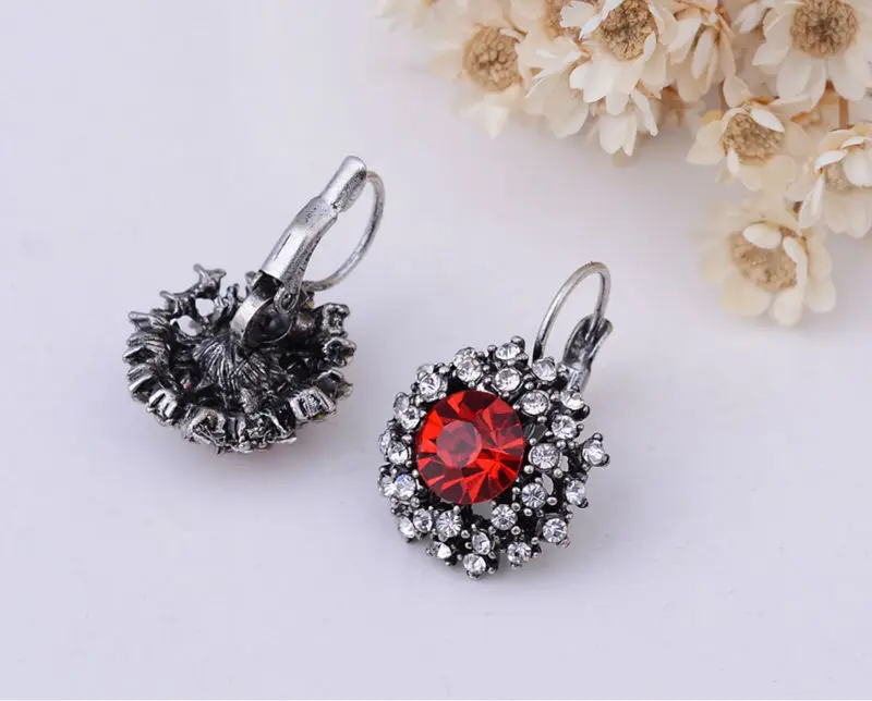 Женские сережки подвески с серебряным покрытием черным кристаллом|earring