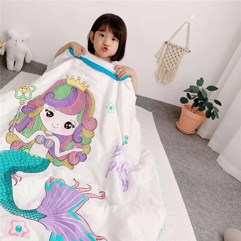 Модальное мягкое моющееся детское одеяло для сна, Пеленальное Одеяло для новорожденных, для детского сада и школы, летнее стеганое одеяло с рисунком русалки - Цвет: mermaid