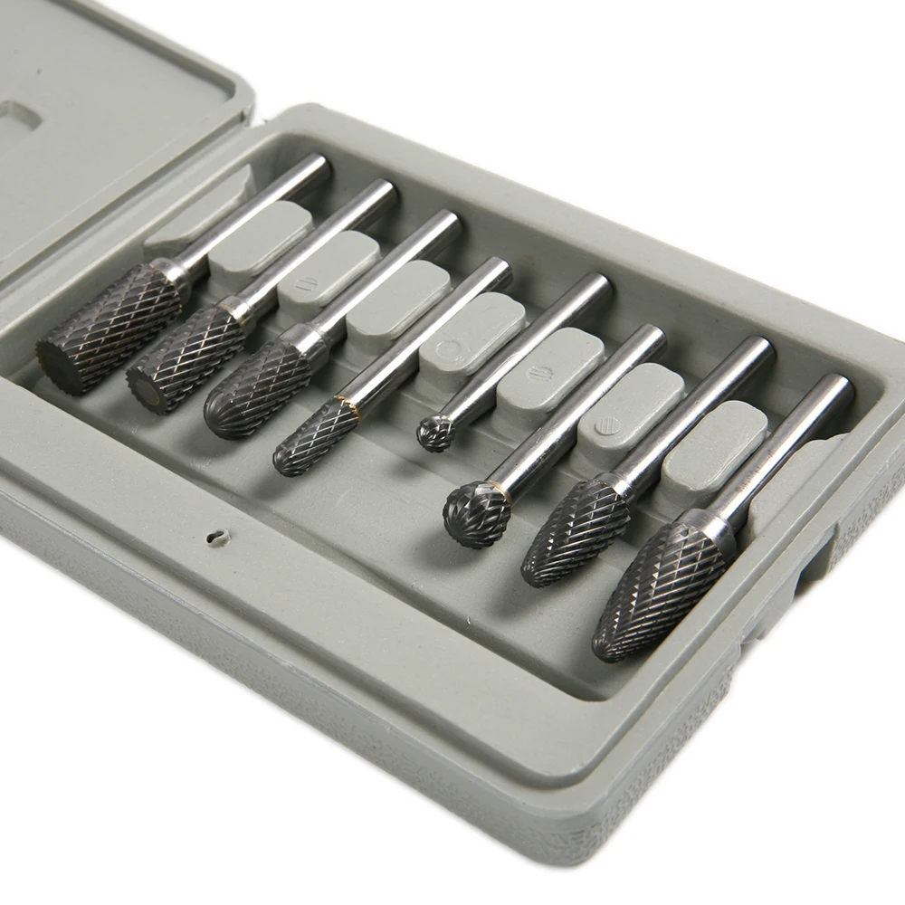 Professional 8Pcs/Set 6mm Shank Tungsten Carbide Rotary Files Double