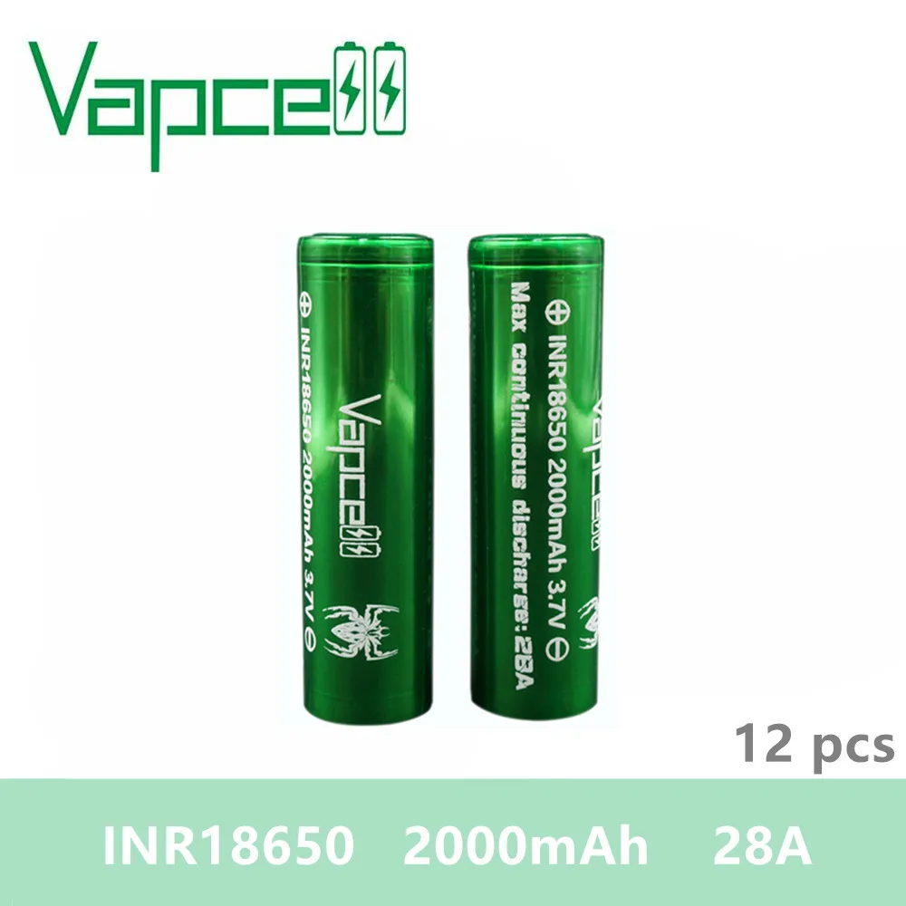 Аккумуляторная батарея Vapcell INR 18650 2000 мАч 28 А 3 7 в электронная сигарета 12
