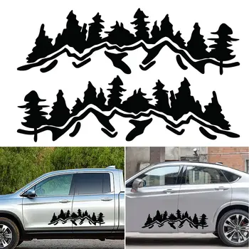 

Tree Mountain Car Sticker Decor PET Reflective Forest For SUV RV Camper Offroad Black/White Car Sticker Decal Mayitr