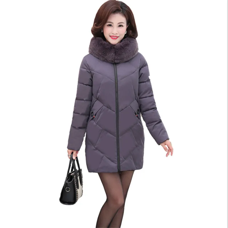 

2018 Winter Women Long Jacket Middle Aged Solid Color Cotton-padded Jacket Clothing Women's Coat Plus size Winter Jacket B217