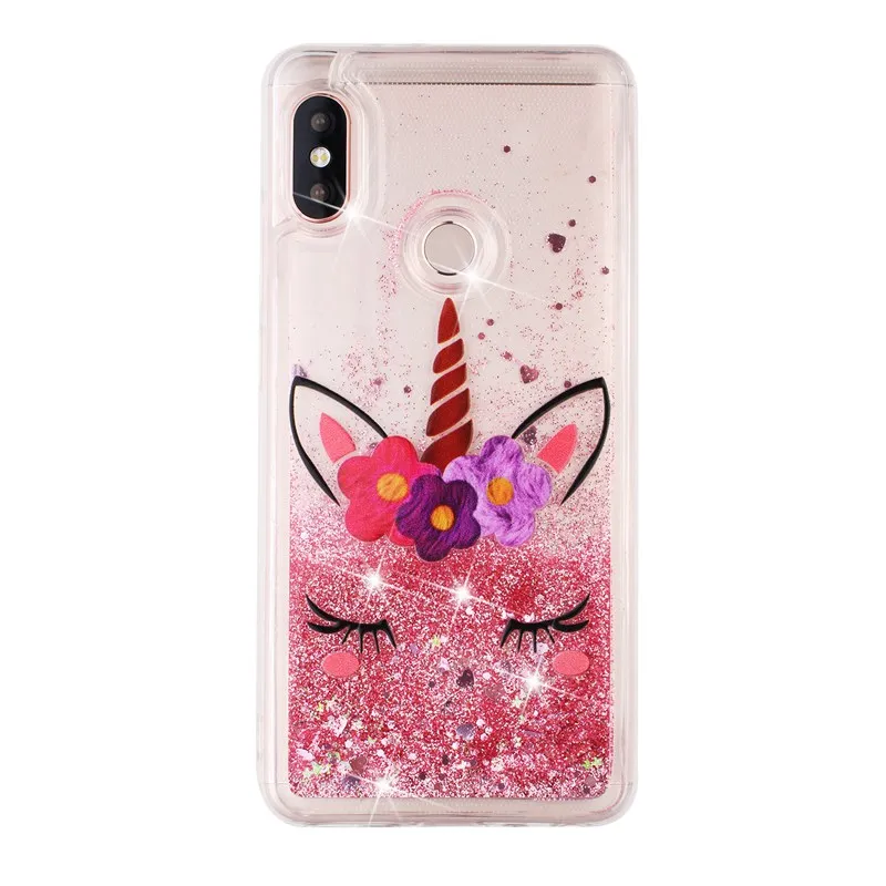 

Phone Case For Xiaomi Redmi Note 6 Pro Protective Shell Glitter Shine Quicksand Shockproof Transparent Cute Back Cover Soft TPU