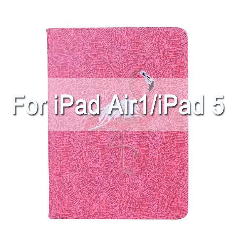 For iPad Air1 PU 3D вышитый Фламинго умный чехол для iPad Air 2 1 iPad смарт-чехол для iPad 234 iPad Pro Автоматическое Пробуждение/спящий режим - Цвет: For iPad Air1