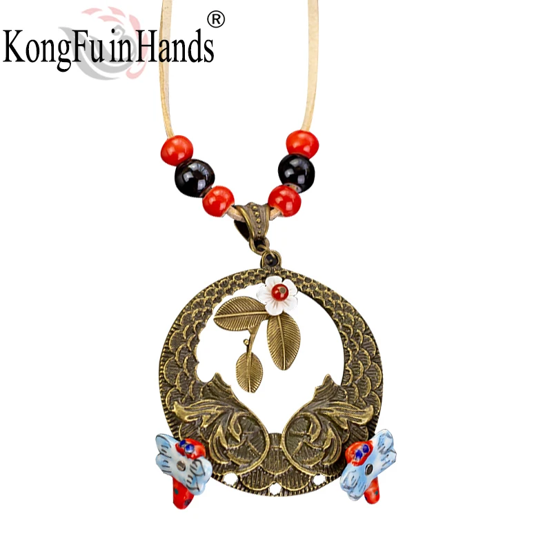 

New Hot Fashion Ceramic Necklace Female Forest Department Handmade Retro Wild Sweater Chain Simple Ethnic Style Jewelry Pendant