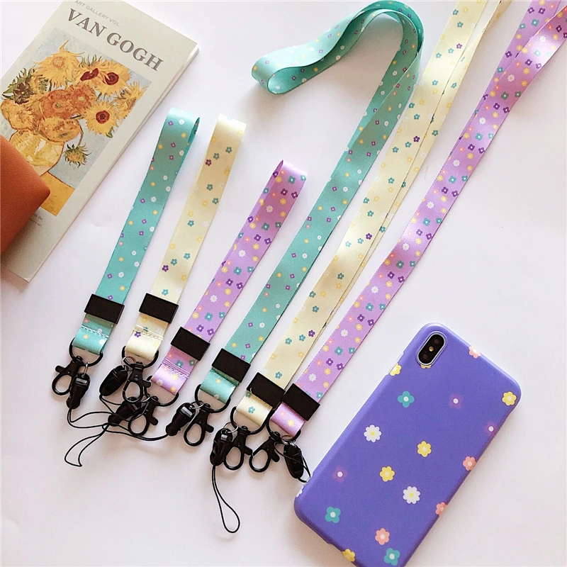 

WTSZKL Mobile Phone Straps phone hand Neck Strap cord For Keys ID Card For USB Badge Holder Hang Mobile Rope Cute Flower Lanyard
