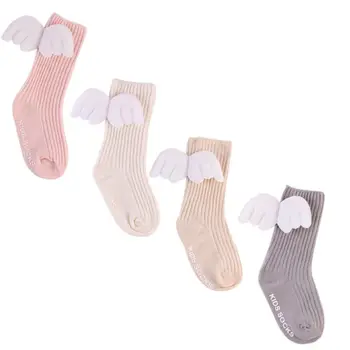 

Baby Kids Toddler Girl Ruffles Soft Knee High Leg Warmer Angel Wings Socks Princess Tube Knee High Socks