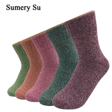 5 paires/lot chaussettes en laine femmes hiver Harajuku japonais bohème cachemire chaud chaussettes dames fille cadeau de noël