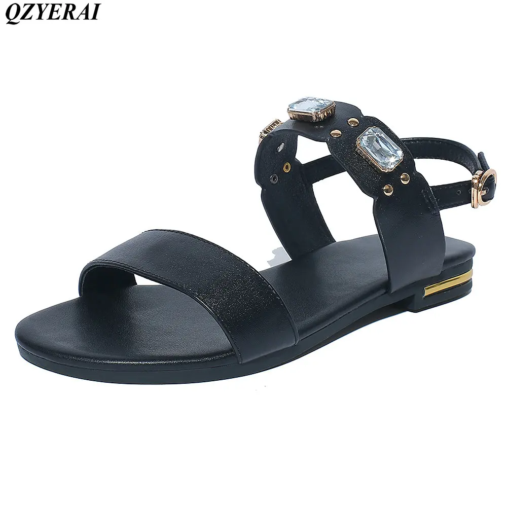 cowhide flat sandals