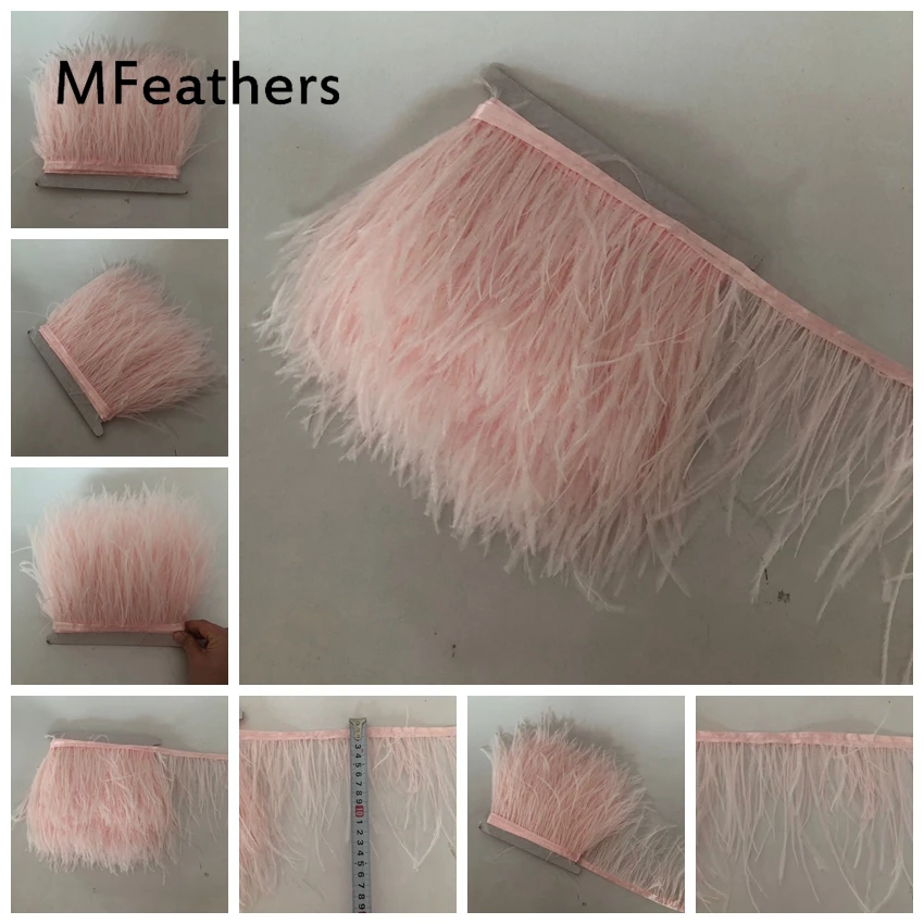 

Pale Pink Dyed natural&real Ostrich feather trims 10-15cm 8-10cm Feather fringes strips